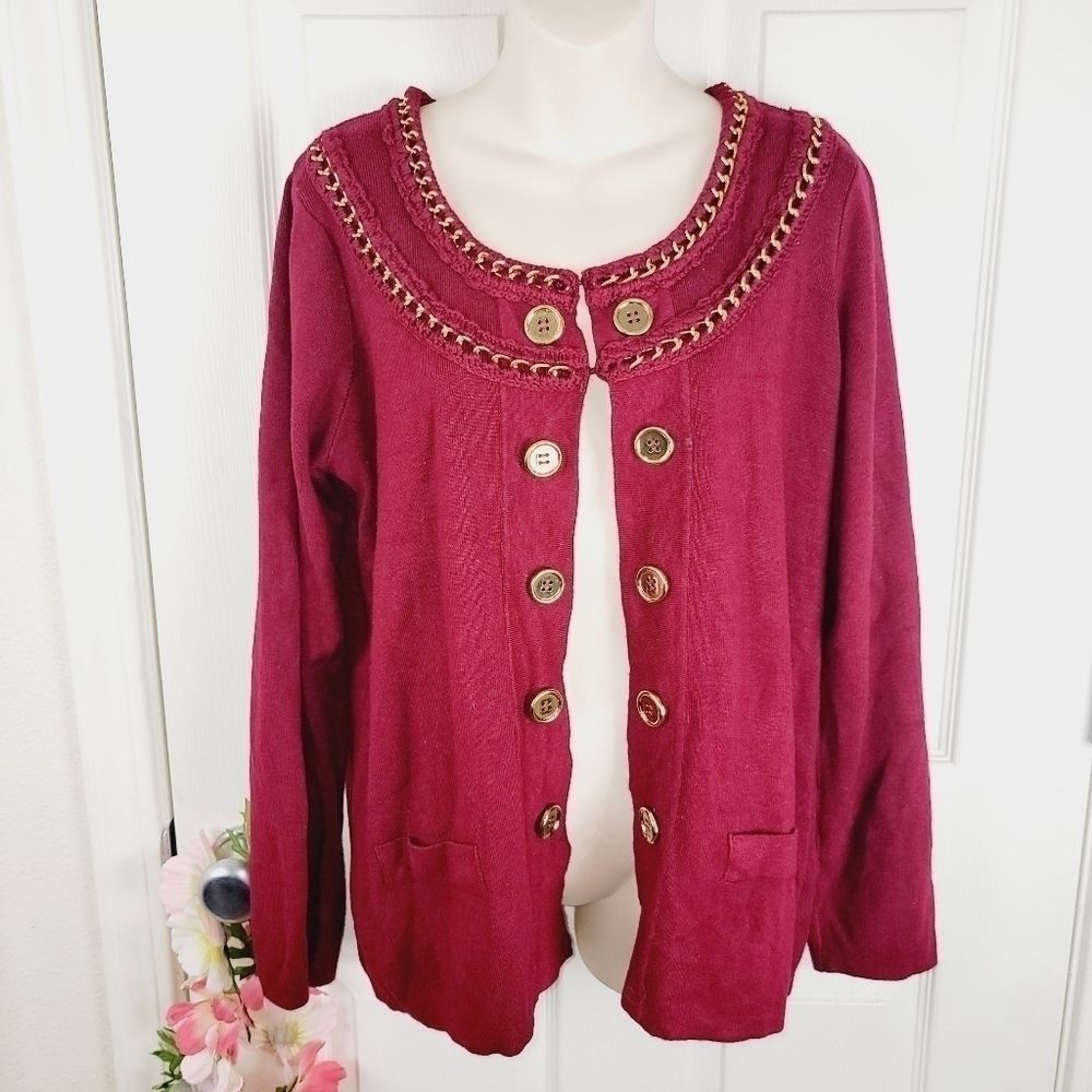 George Simonton NWOT gold chain cardigan Sweater medium